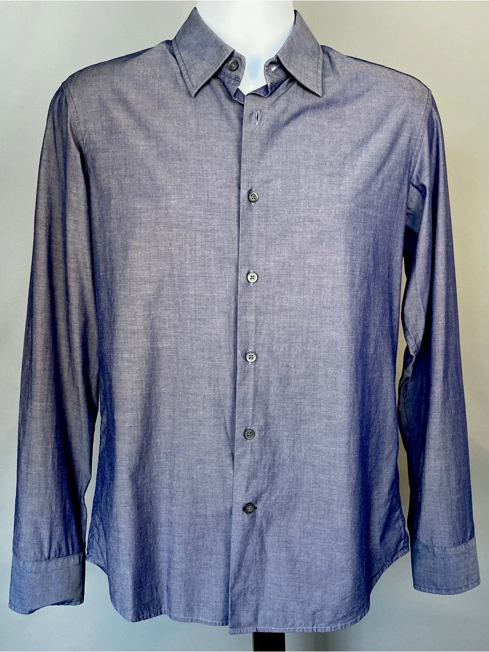 Banana Republic Men's Chambray Button-Up Slim Fit Shirt - Dark Blue Sz S